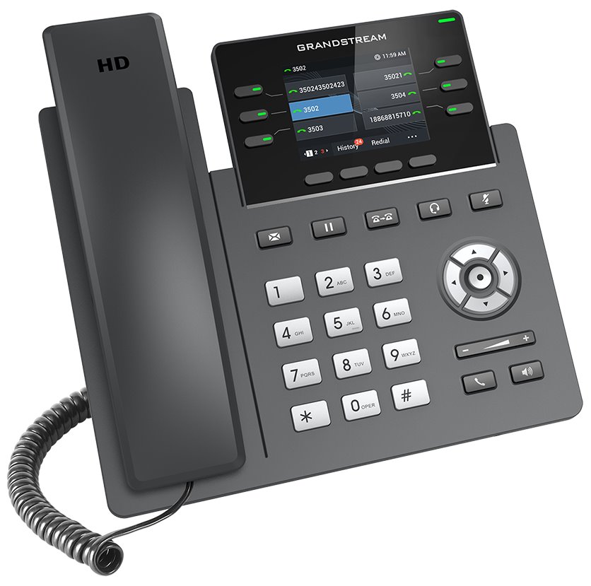 Grandstream GRP2613 VoIP telefon, 3x SIP, barevný podsvícený 2,8" displej, 2x Gbps RJ45, PoE