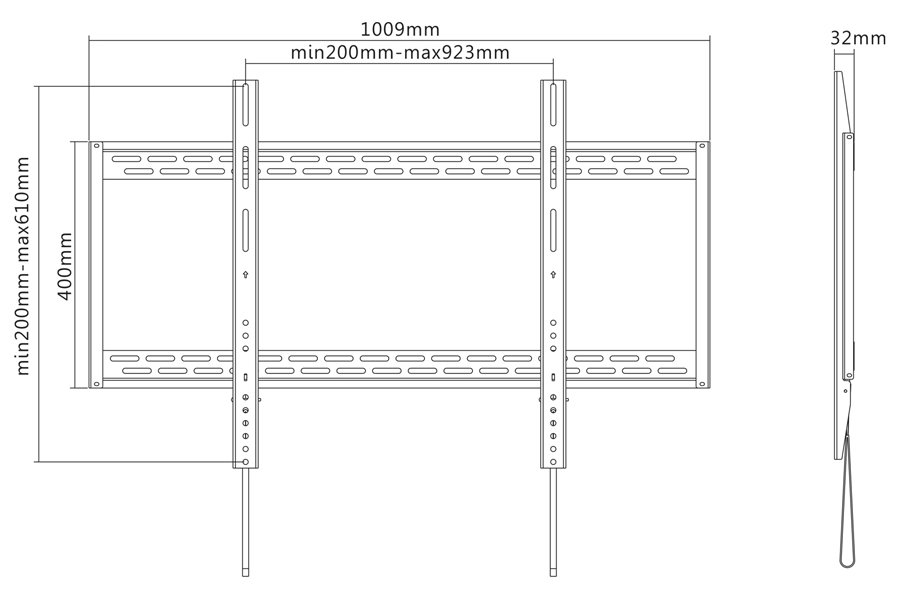 Neomounts  LFD-W1000 / Držák displeje / na stěnu / 60-100" / fixní / VESA 900X600 / nosn. 125kg / černý