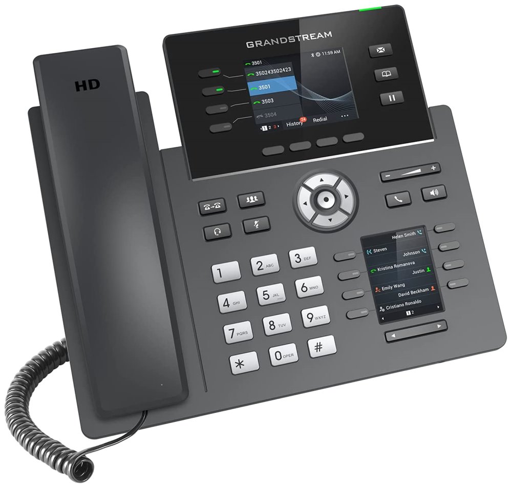 Grandstream GRP2614 VoIP telefon, 4x SIP, barevný 2,8" displej, 2x Gbps RJ45, PoE, WiFi, BT,