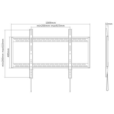Neomounts  LFD-W1000 / Držák displeje / na stěnu / 60-100" / fixní / VESA 900X600 / nosn. 125kg / černý