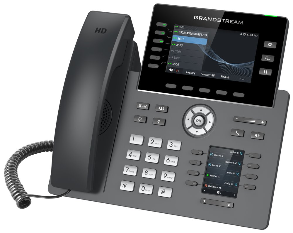 Grandstream GRP2616 VoIP telefon, 6x SIP, barevný 4,3" displej, 2x Gbps RJ45, PoE, DualBand WiFi, BT, 1x USB