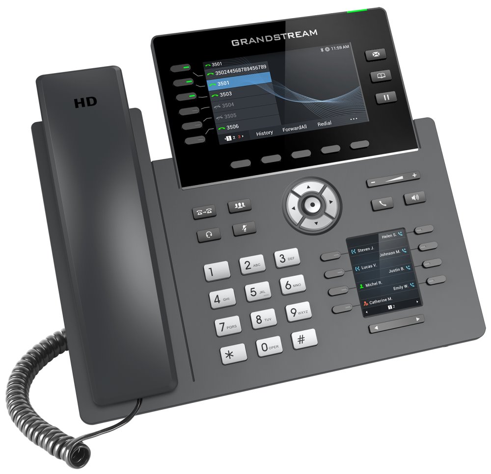Grandstream GRP2616 VoIP telefon, 6x SIP, barevný 4,3" displej, 2x Gbps RJ45, PoE, DualBand WiFi, BT, 1x USB