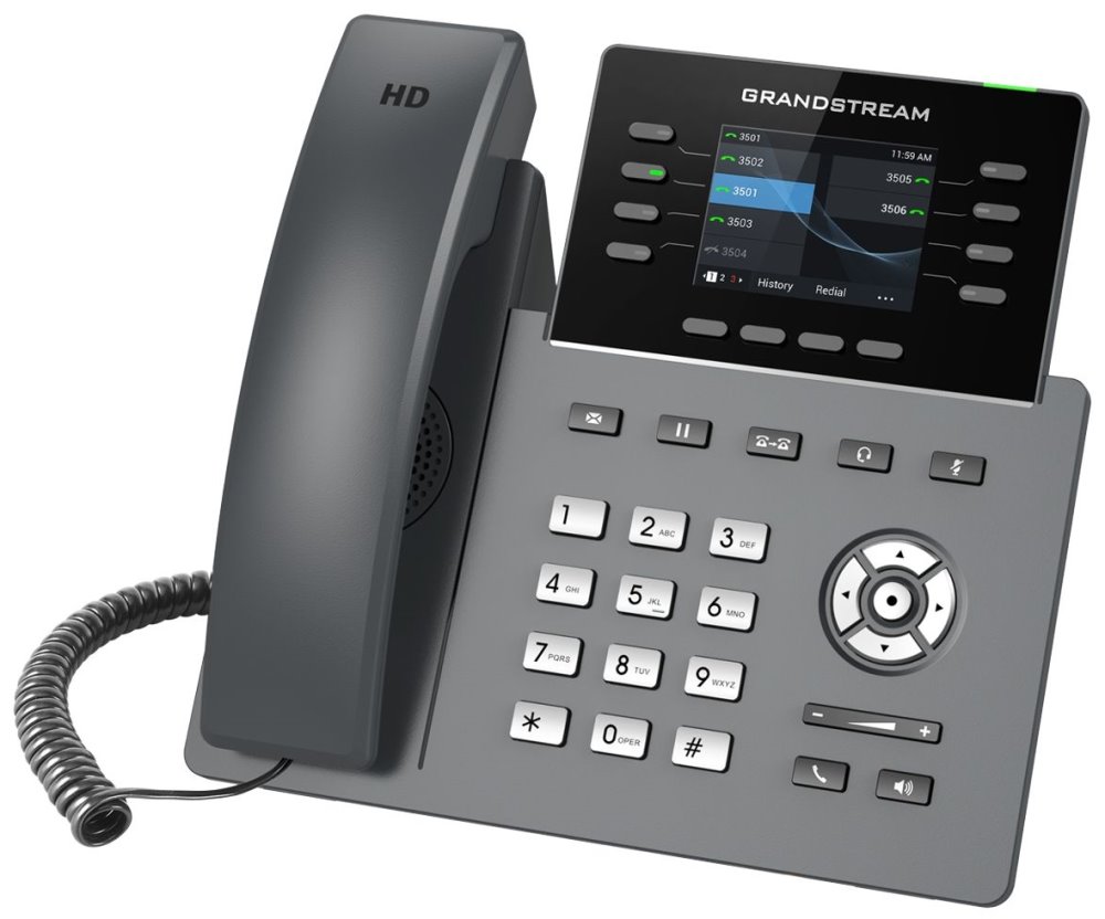Grandstream GRP2624/ VoIP telefon/ 2,8" barevný display/ 4x SIP/ 2x LAN/ 1x USB/ PoE/ WiFi/ BT/ GDMS