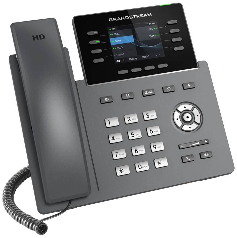 Grandstream GRP2624/ VoIP telefon/ 2,8" barevný display/ 4x SIP/ 2x LAN/ 1x USB/ PoE/ WiFi/ BT/ GDMS