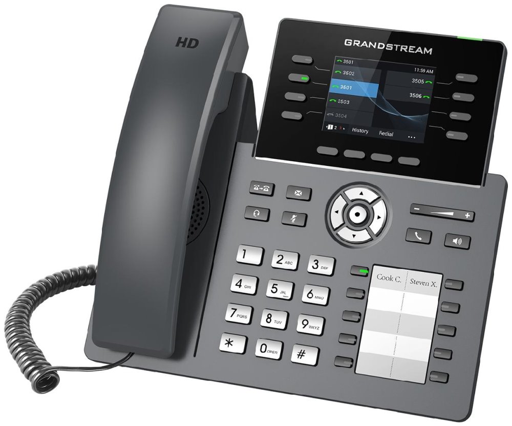 Grandstream GRP2634/ VoIP telefon/ 2,8" barevný display/ 4x SIP/ 2x LAN/ 1x USB/ PoE/ WiFi/ BT/ GDMS