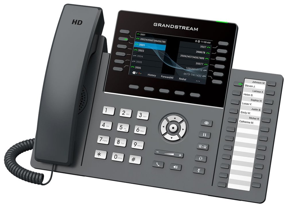 Grandstream GRP2636 VoIP telefon, 6x SIP, barevný 4,3" displej, 2x Gbps RJ45, PoE, DualBand WiFi, BT, 1x USB