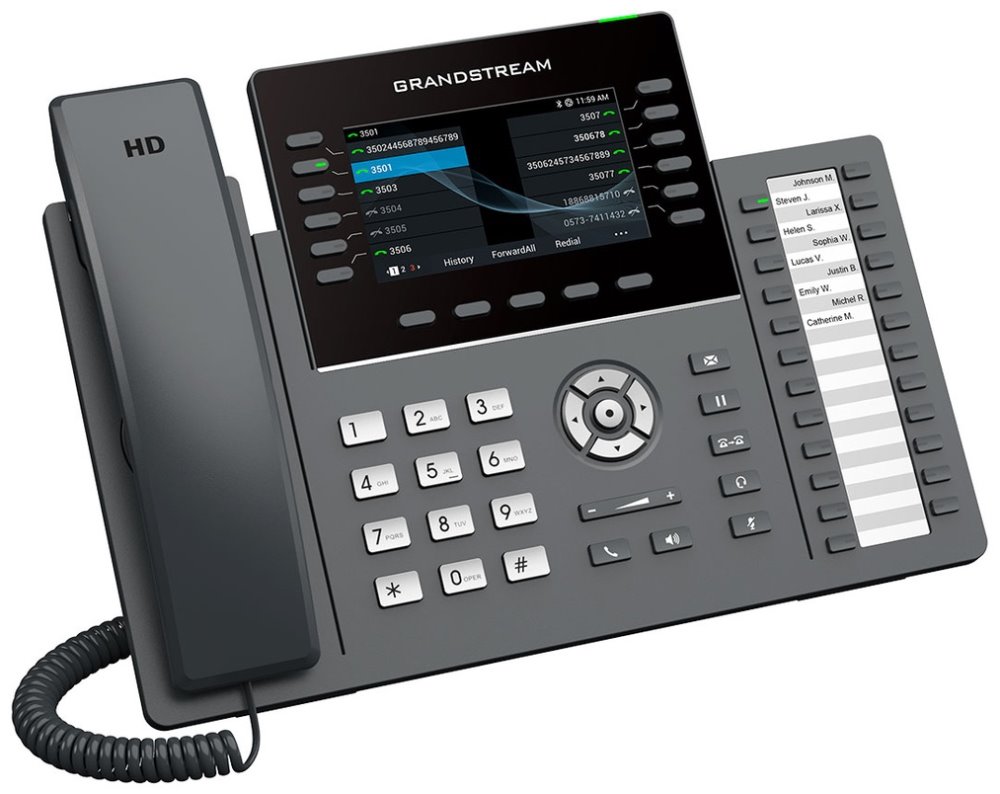 Grandstream GRP2636 VoIP telefon, 6x SIP, barevný 4,3" displej, 2x Gbps RJ45, PoE, DualBand WiFi, BT, 1x USB