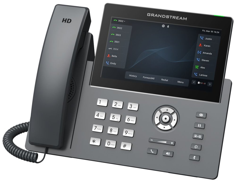 Grandstream GRP2670 VoIP telefon, 6x SIP, barevný 7" displej, 2x Gbps RJ45, PoE, DualBand WiFi, BT
