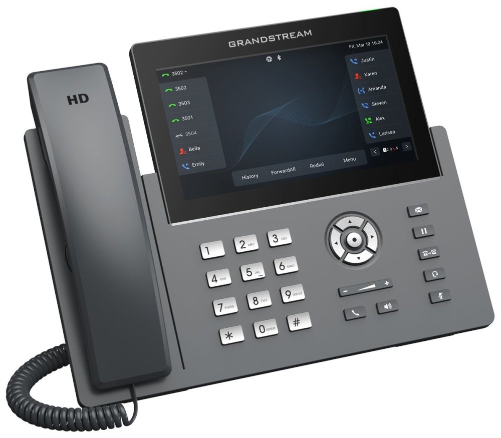 Grandstream GRP2670 VoIP telefon, 6x SIP, barevný 7" displej, 2x Gbps RJ45, PoE, DualBand WiFi, BT