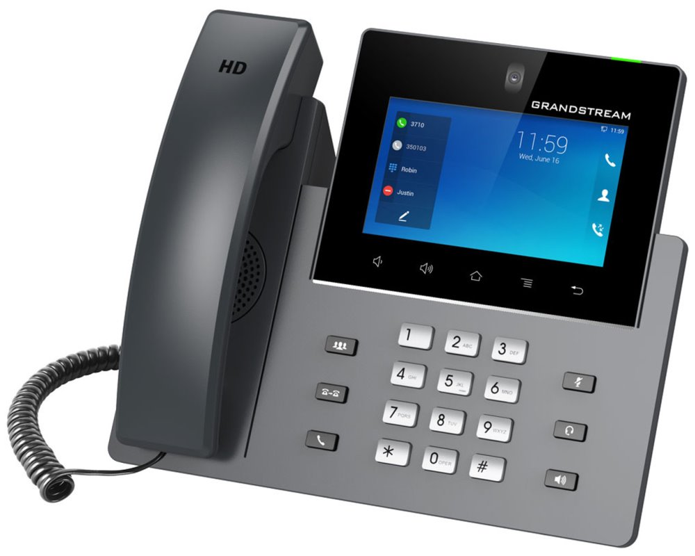 Grandstream GXV3450 VoIP telefon, 16x SIP, barevný dotykový 5" displej, 2x Gbps RJ45, PoE, DualBand WiFi, BT. USB