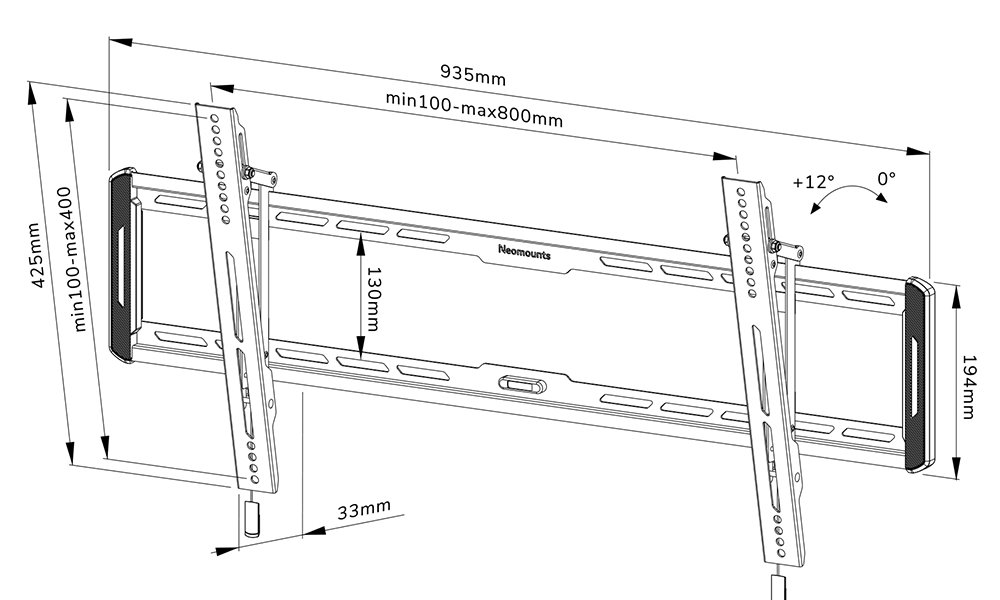 Neomounts  WL35-550BL18/Držák displeje/na stěnu/43-86"/sklopný/VESA 800X400/nosn. 70kg/černý