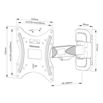 Neomounts  WL40-540BL12/Držák displeje/na stěnu/32-55"/2 čepy/VESA 200X200/nosn. 35kg/černý