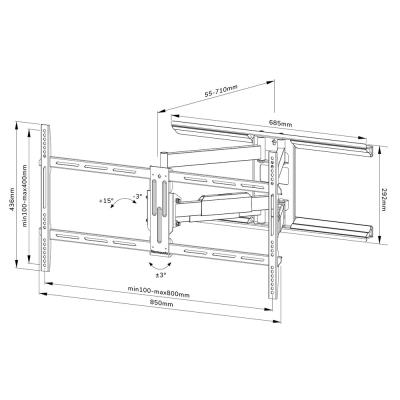 Neomounts  WL40-550BL18/Držák displeje/na stěnu/43-75"/3 čepy/VESA 800X400/nosn. 45kg/černý
