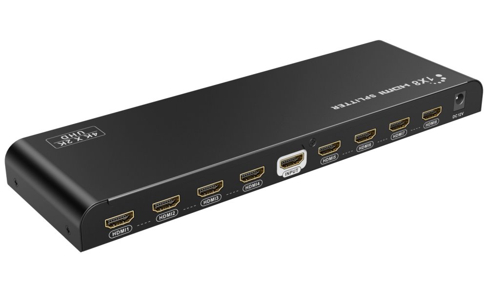 PremiumCord HDMI 2.0 splitter 1-8 porty, 4K x 2K/60Hz, FULL HD, 3D, černý