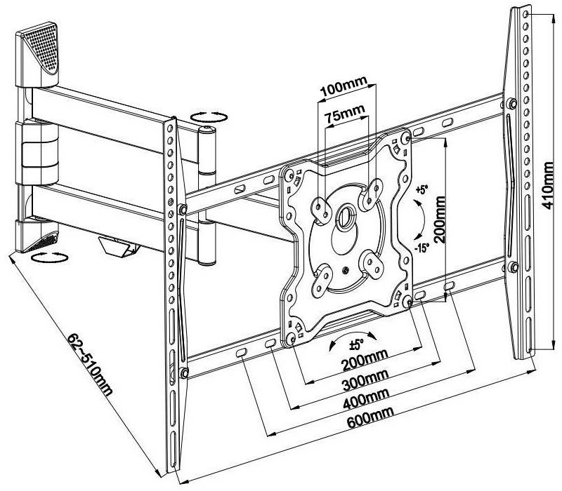 Neomounts FPMA-W460BLACK/Držák displeje/na stěnu/42-70"/3 čepy/VESA 600X400/nosn. 40kg/černý