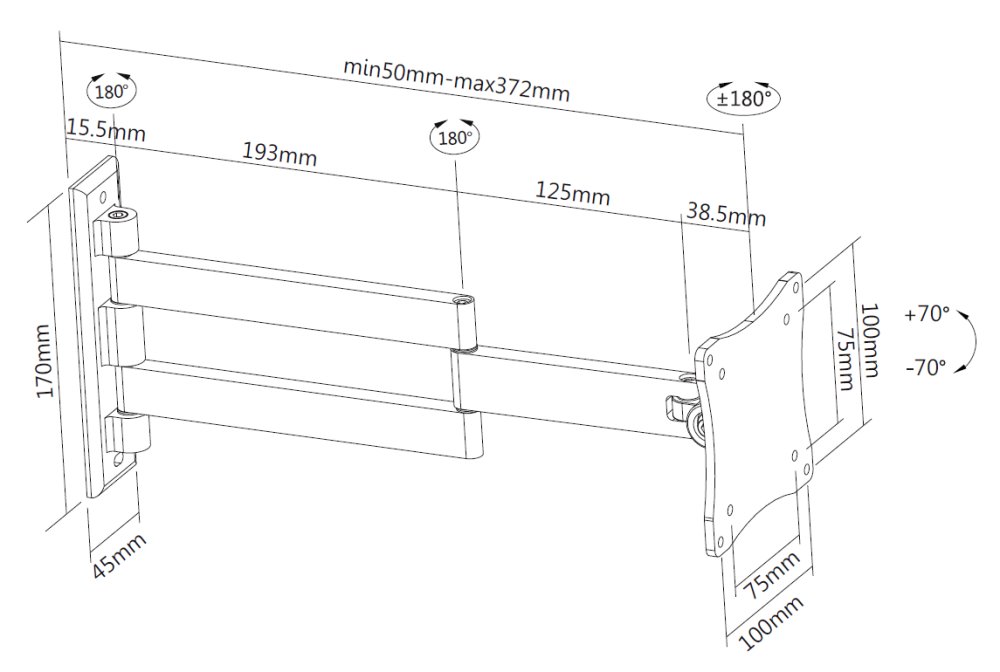 Neomounts FPMA-W830/Držák displeje/na stěnu/10-27"/sklopný/3 čepy/VESA 100X100/nosn. 12kg/stříbrný