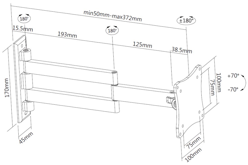 Neomounts FPMA-W830BLACK/Držák displeje/na stěnu/10-27"/sklopný/3 čepy/VESA 100X100/nosn. 12kg/černý