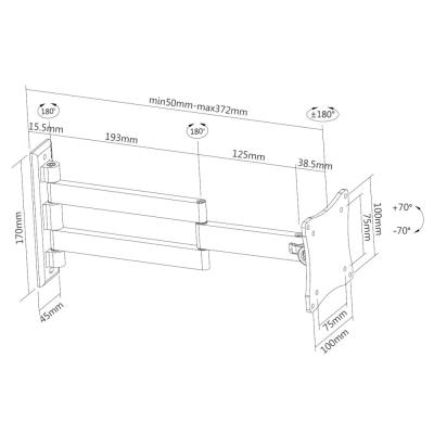 Neomounts FPMA-W830/Držák displeje/na stěnu/10-27"/sklopný/3 čepy/VESA 100X100/nosn. 12kg/stříbrný