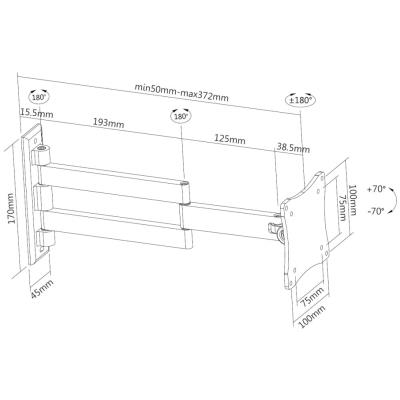 Neomounts FPMA-W830BLACK/Držák displeje/na stěnu/10-27"/sklopný/3 čepy/VESA 100X100/nosn. 12kg/černý