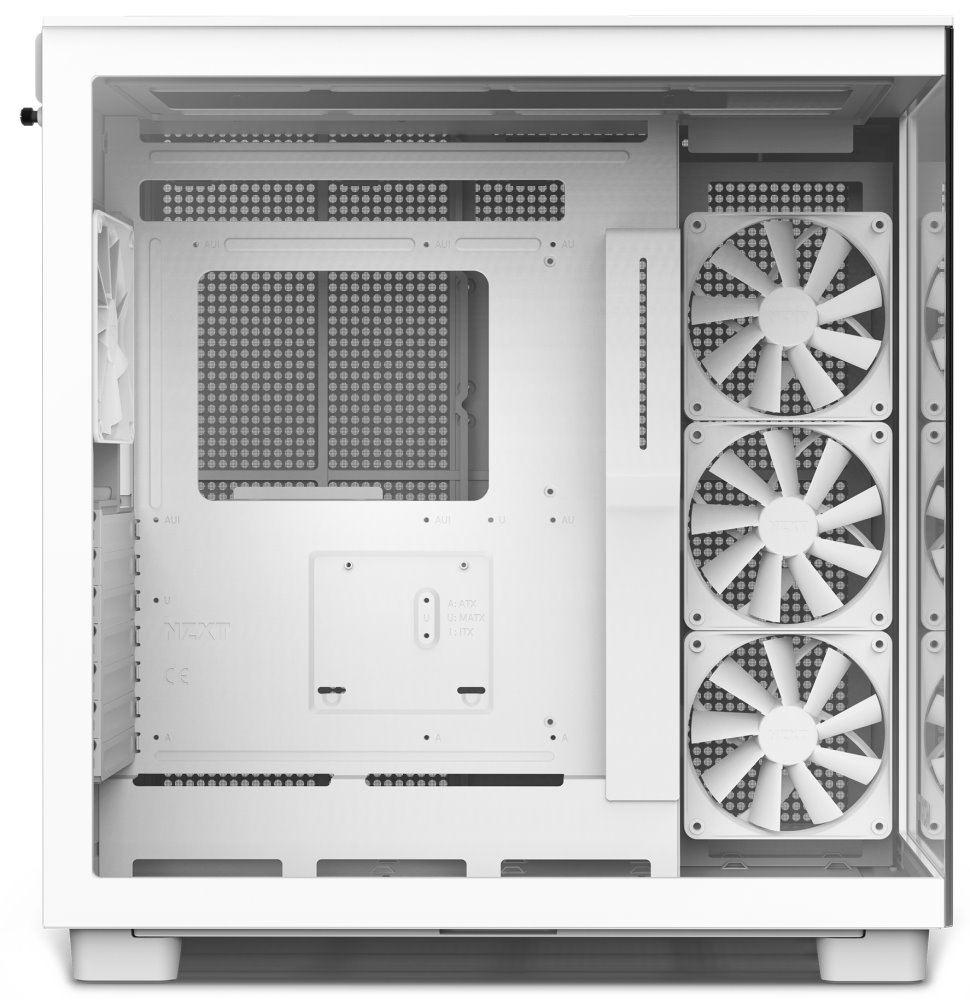 NZXT skříň H9 Flow dvoukomorová ATX / 4x120mm fan / až 10xfan / perforovaný top / proskl. bočnice, front / bílá