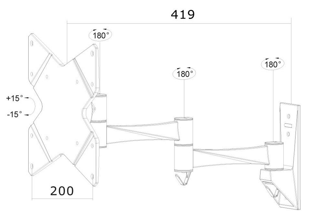 Neomounts FPMA-W835/Držák displeje/na stěnu/10-40"/sklopný/3 čepy/VESA 200X200/nosn. 20kg/černý