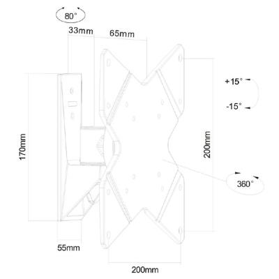 Neomounts FPMA-W815/Držák displeje/na stěnu/10-40"/sklopný/1 čep/VESA 200X200/nosn. 20kg/černý
