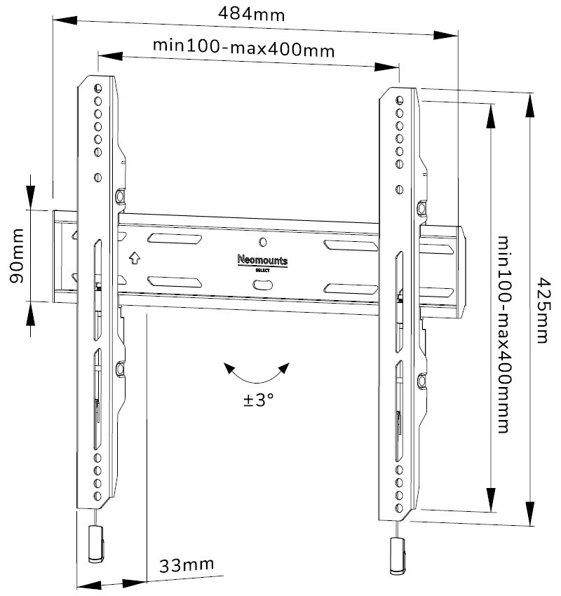 Neomounts Select  WL30S-850BL14 / Screen Wall Mount (fixed, VESA 400x400) / Black