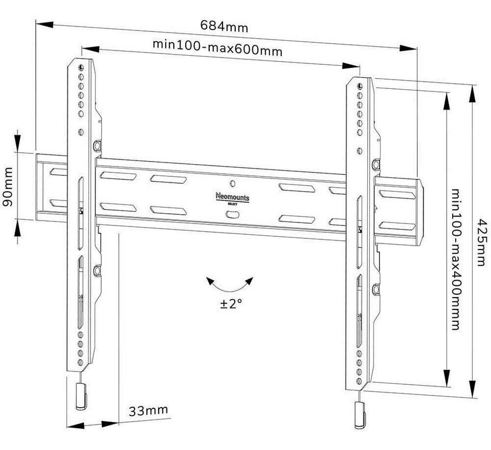 Neomounts Select  WL30S-850BL16 / Screen Wall Mount (fixed, VESA 600x400) / Black