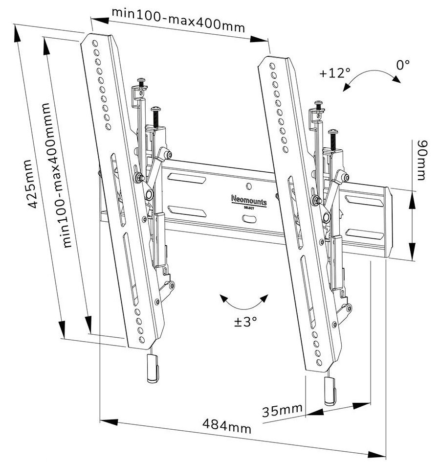 Neomounts Select  WL35S-850BL14 / Screen Wall Mount (tilt, VESA 400x400) / Black
