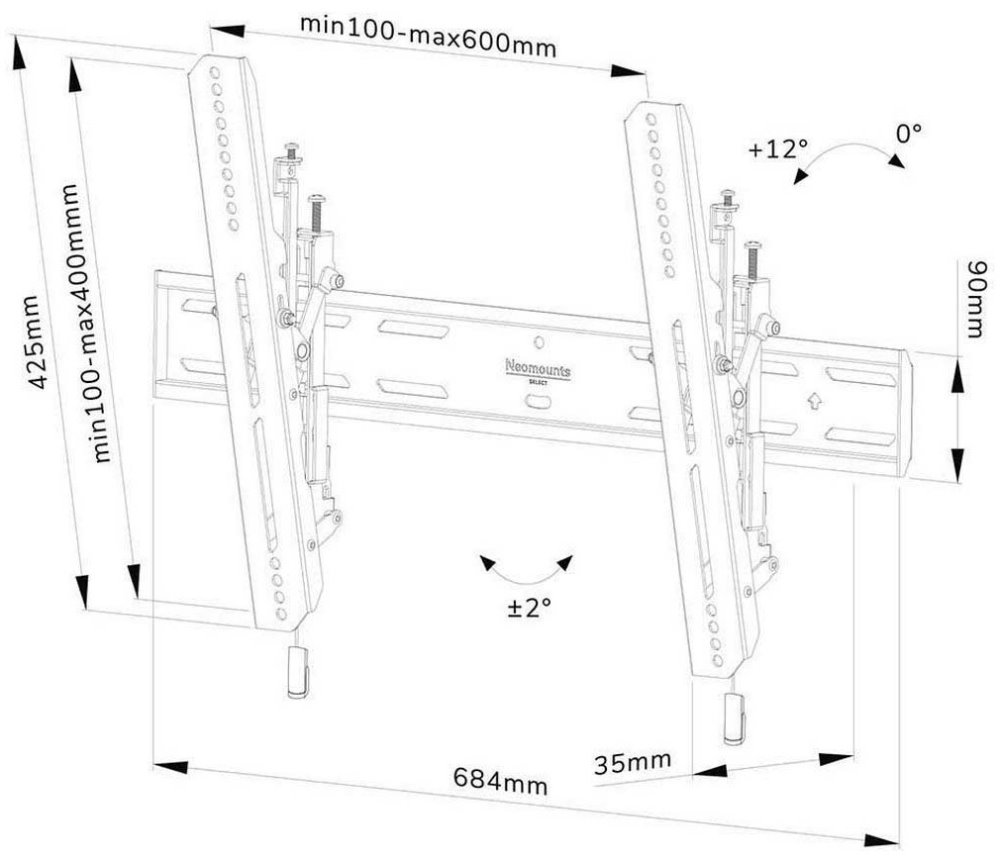 Neomounts Select  WL35S-850BL16 / Screen Wall Mount (tilt, VESA 600x400) / Black