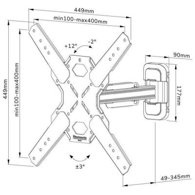 Neomounts Select  WL40S-840BL14 / Screen Wall Mount (full motion, 2 pivots, VESA 400x400) / Black