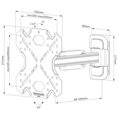 Neomounts Select  WL40S-840BL12 / Screen Wall Mount (full motion, 2 pivots, VESA 200x200) / Black