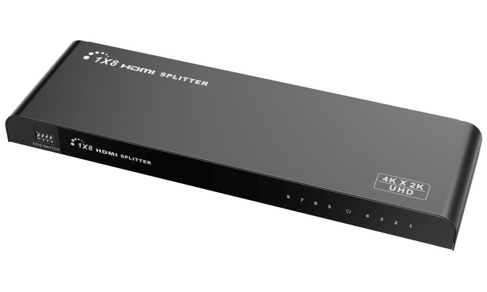 PremiumCord HDMI 2.0 splitter 1-8 porty, 4K x 2K/60Hz, FULL HD, 3D, černý