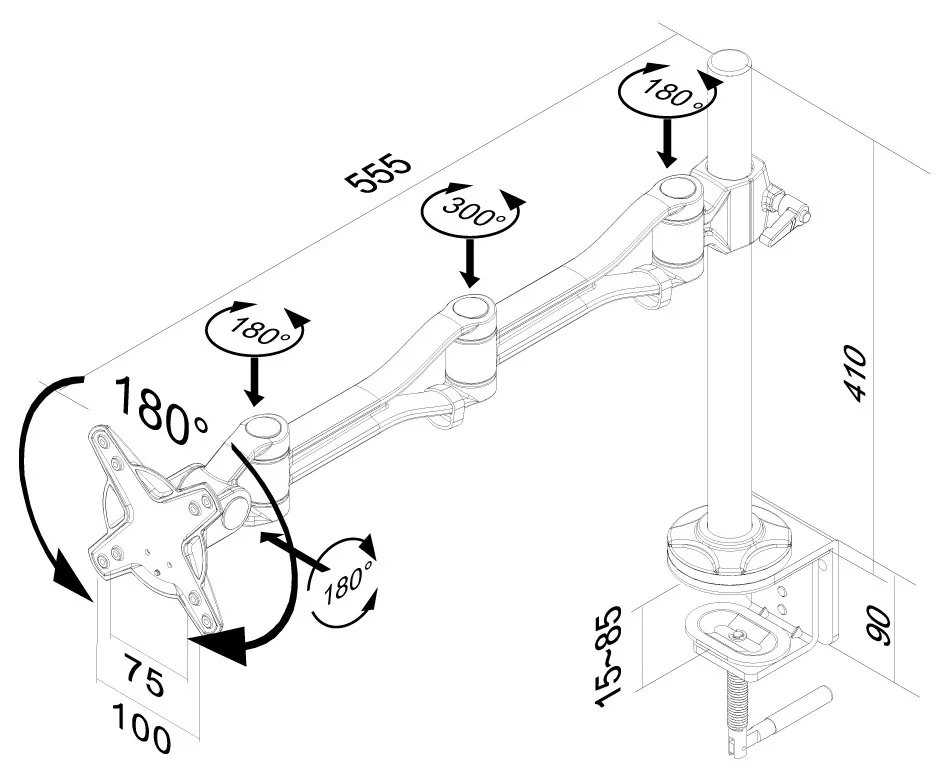 Neomounts FPMA-D1030 / Flat Screen Desk Mount (clamp) / Silver