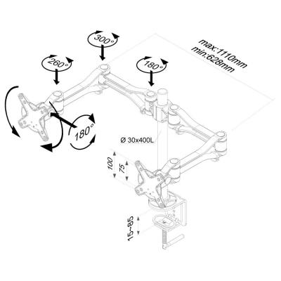 Neomounts FPMA-D1030D / Flat Screen Desk Mount (clamp)  / Silver