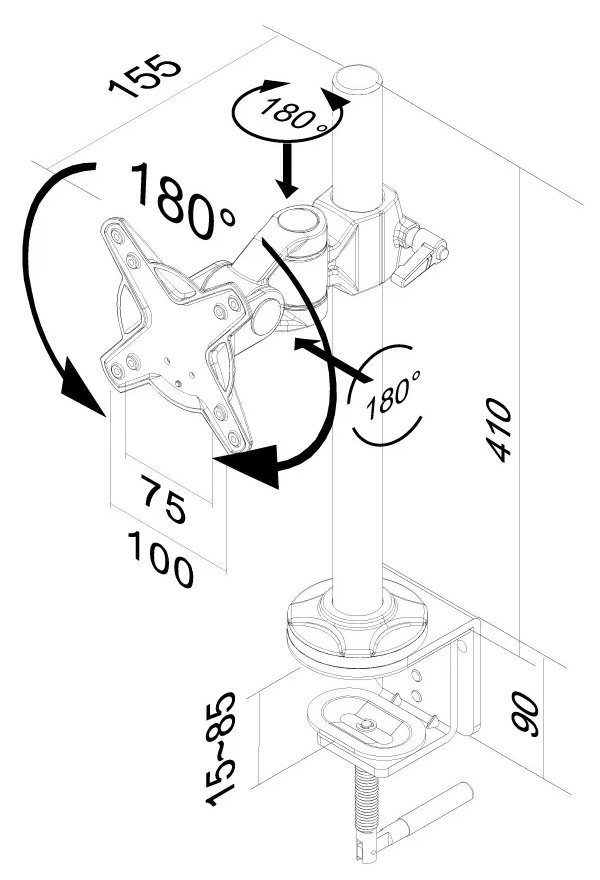 Neomounts FPMA-D1010 / Flat Screen Desk Mount (clamp) / Silver