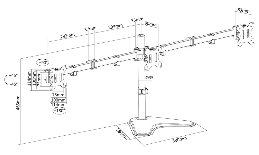 Neomounts FPMA-D550DD3BLACK / Flat Screen Desk Mount (stand) / Black