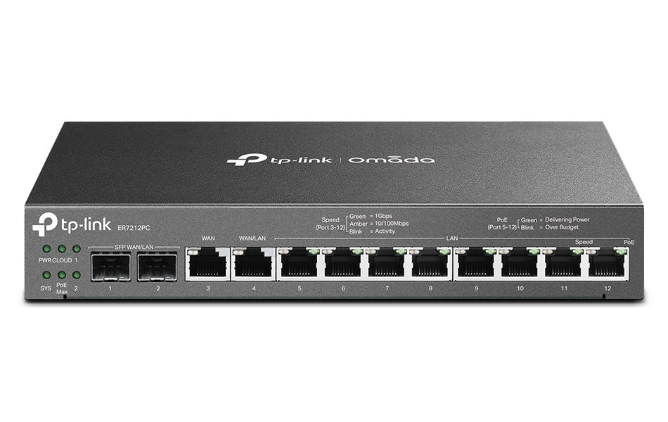TP-Link ER7212PC Omada Gigabit VPN Router, 8x PoE+, 2x Gbit SFP, 1x Gbit WAN + 1x Gbit LAN/WAN, 8x Gbit LAN, 110W