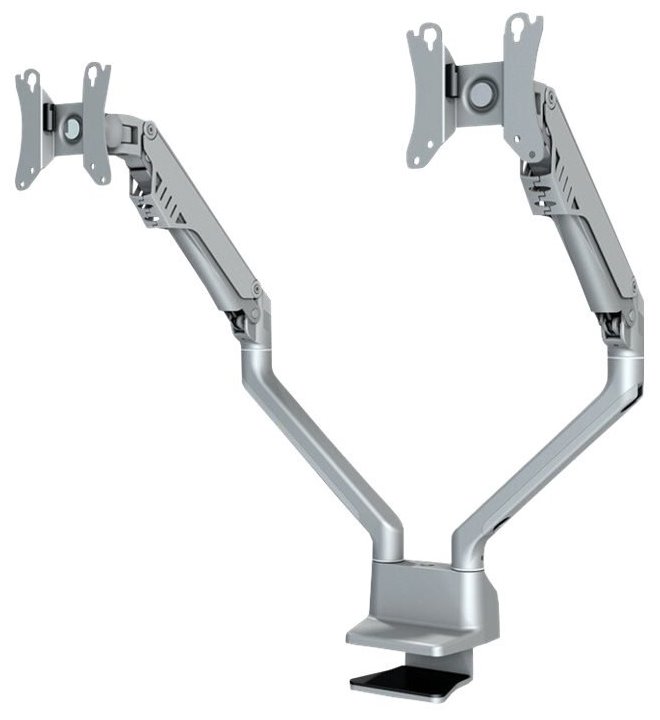 Neomounts FPMA-D750DSILVER/Držák displeje/na stůl/10-32"/svorka+průchodka/VESA 100X100/plyn. píst/nosn.2x8kg/2 displeje/