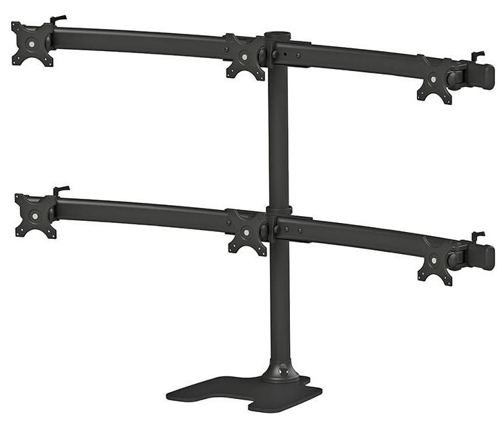 Neomounts FPMA-D700DD6/Držák displeje/na stůl/10-27"/stojan+průchodka/VESA 100X100/nosn. 6x8kg/6 displejů/černý