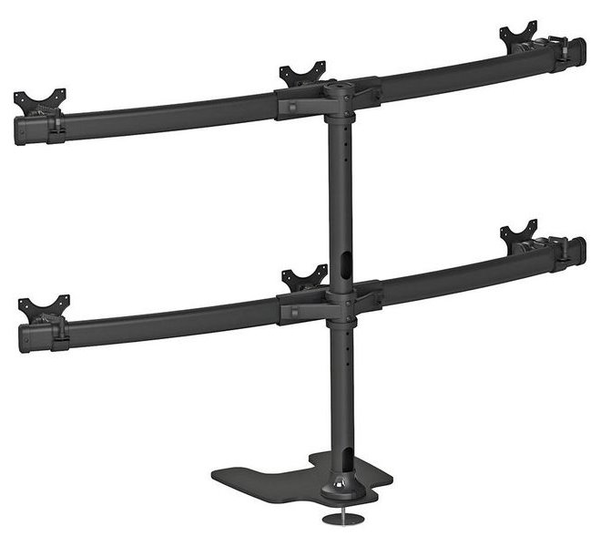 Neomounts FPMA-D700DD6/Držák displeje/na stůl/10-27"/stojan+průchodka/VESA 100X100/nosn. 6x8kg/6 displejů/černý