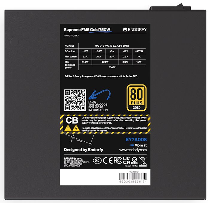 Endorfy zdroj Supremo FM5 Gold 750W / ATX / 120mm / modulární / 80 Plus Gold