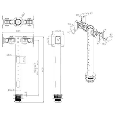 Neomounts FPMA-D050BLACK/Držák displeje/na stůl/10-30"/průchodka/VESA 100X100/nosn. 2x10kg/2 displeje/černý