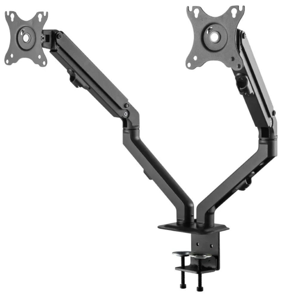 Neomounts FPMA-D650DBLACK/Držák displeje/na stůl/17-27"/svorka+průchodka/VESA 100X100/nosn.2x7kg/2 displeje/černý