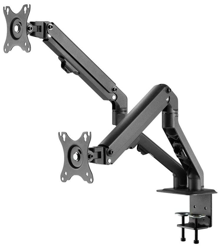 Neomounts FPMA-D650DBLACK/Držák displeje/na stůl/17-27"/svorka+průchodka/VESA 100X100/nosn.2x7kg/2 displeje/černý