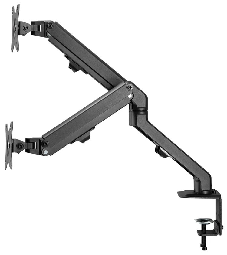 Neomounts FPMA-D650DBLACK/Držák displeje/na stůl/17-27"/svorka+průchodka/VESA 100X100/nosn.2x7kg/2 displeje/černý