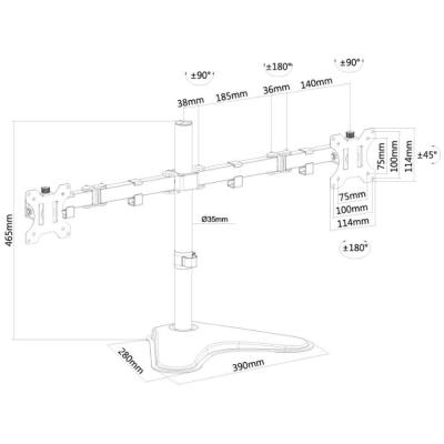 Neomounts FPMA-D550DDBLACK/Držák displeje/na stůl/10-32"/stojan/VESA 100X100/nosn. 2x8kg/2 displeje/černý