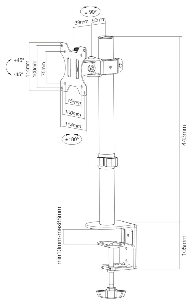 Neomounts FPMA-D510BLACK/Držák displeje/na stůl/10-32"/svorka+průchodka/VESA 100X100/nosn. 8kg/1 displej/černý
