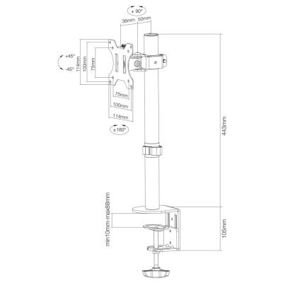 Neomounts FPMA-D510BLACK/Držák displeje/na stůl/10-32"/svorka+průchodka/VESA 100X100/nosn. 8kg/1 displej/černý