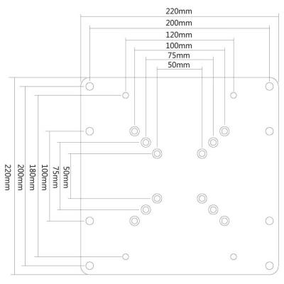 Neomounts  FPMA-VESA200 / VESA Adaptér / VESA (50,75,100) mm na (100, 180, 200) mm / Stříbrný